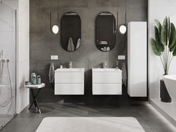 Mexen Rivel vonios spintelė 60 cm su praustuvu Otis, 2 stalčiai, rifliuota, balta matinė - 91A20-06047-2-BFF01-W18M01