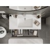 Mexen Rivel vonios spintelė Otis, 100 cm su kriaukle, 2 stalčiai, rifiuota, pilka matinė/balta matinė