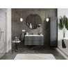 Mexen Rivel vonios spintelė 100 cm su praustuvu Otis, 2 stalčiai, rifliuoti, grafito matinė/balta matinė -