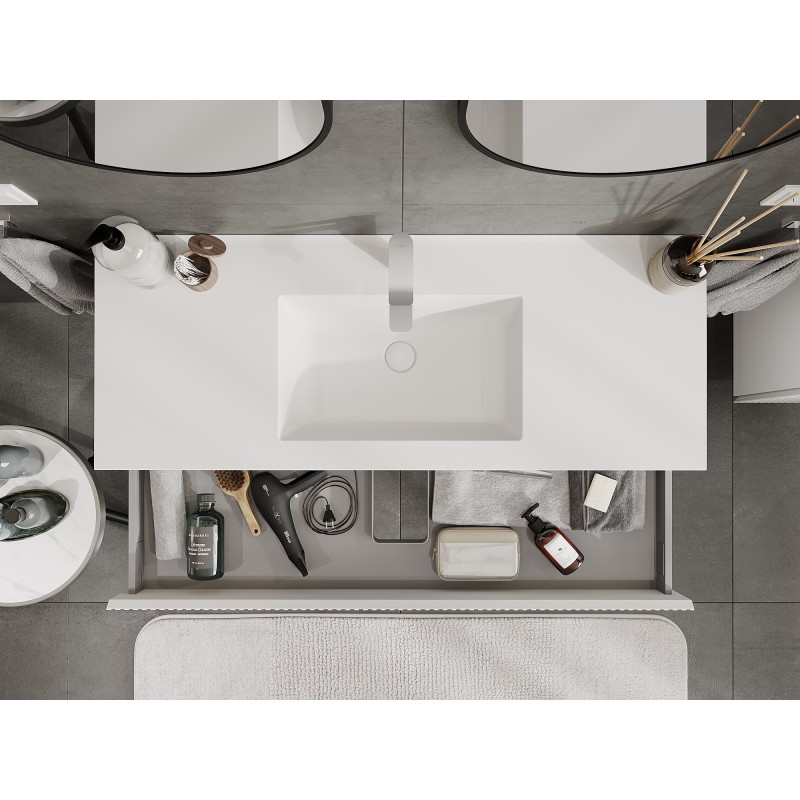 Mexen Rivel vonios spintelė 120 cm su Otis praustuvu, 1 stalčius, rifliuotas, baltas matinis - 91A20-12023-1-BF01-W18M01