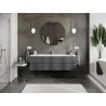 Mexen Rivel vonios spintelė 160 cm su praustuvu Vela, 2 stalčiai, grioveliuota , grafito matinė/balta matinė -