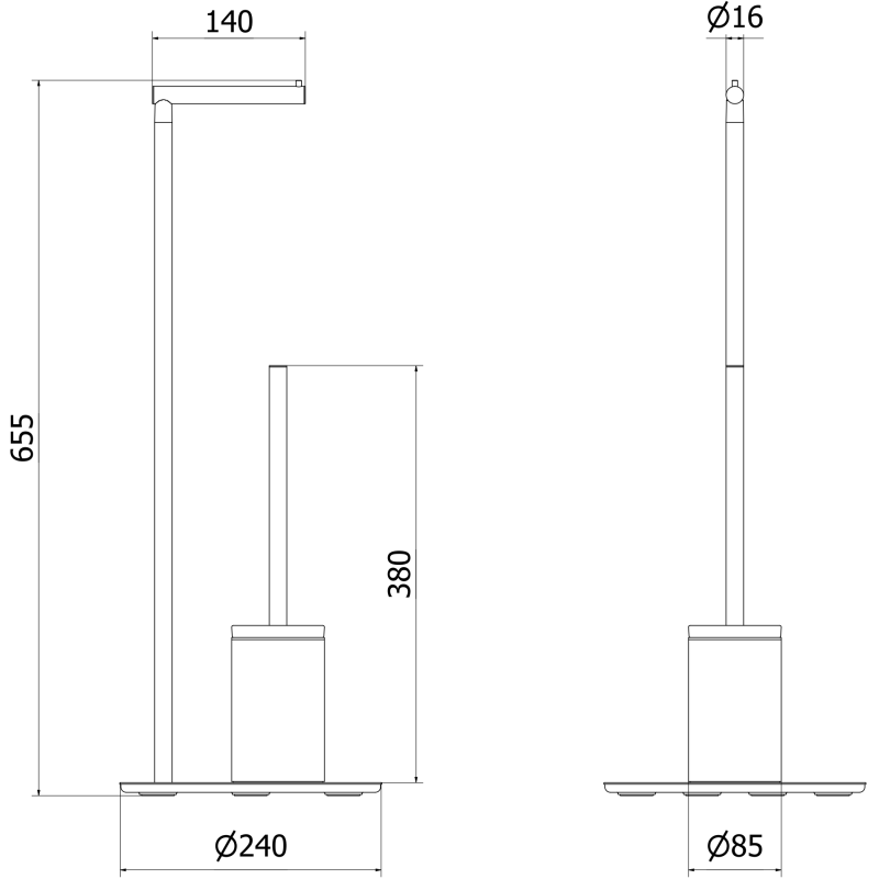 Mexen Loop stovimas tualetinis šepetys su popieriaus laikikliu, šlifuotas varis - 70A71095-65
