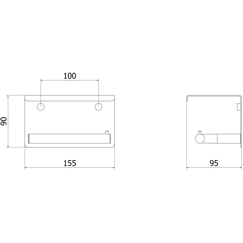 Mexen Loop tualetinio popieriaus laikiklis su lentyna, šlifuotas nikelis - 70A71022-97