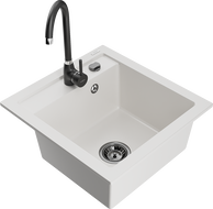 Mexen Vito granitinis virtuvinis kriauklė su virtuviniu maišytuvu Telma, baltas - 6503-20-670200-70