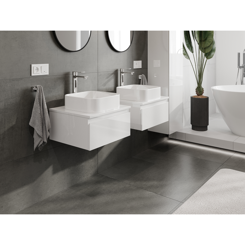 Mexen Orio vonios spintelė po praustuvu 50 cm, 1 stalčius, blizgi balta - 91A10-05023-1-BF00