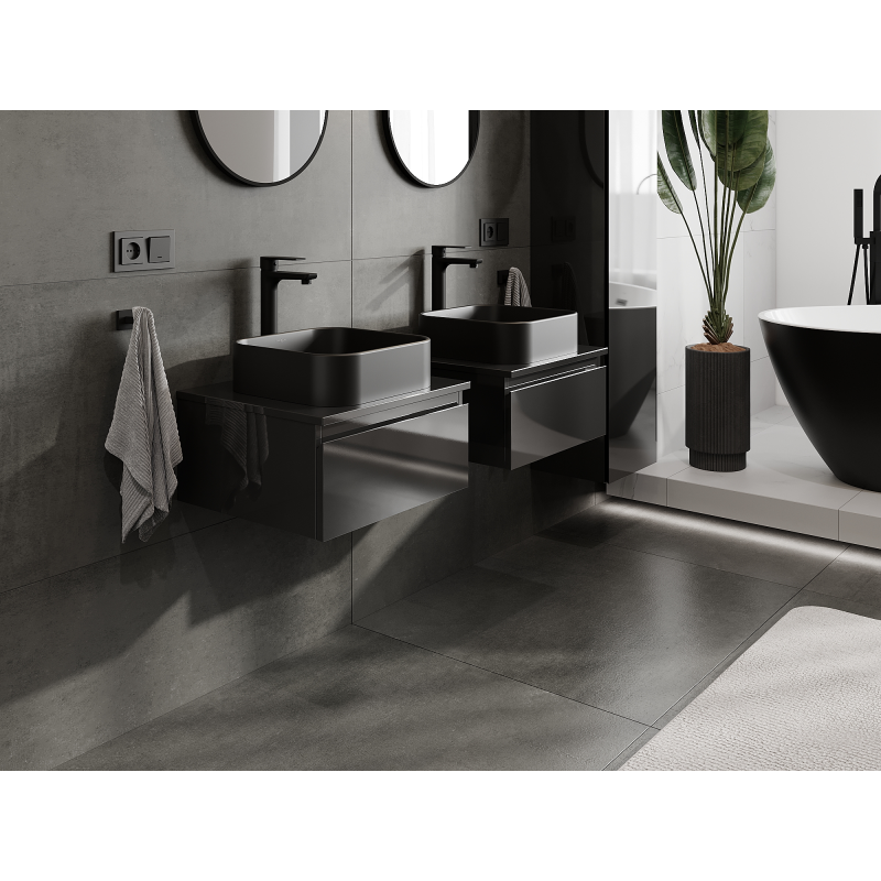 Mexen Orio vonios spintelė po praustuvu 50 cm, 1 stalčius, juodas blizgesys - 91A10-05023-1-BF70