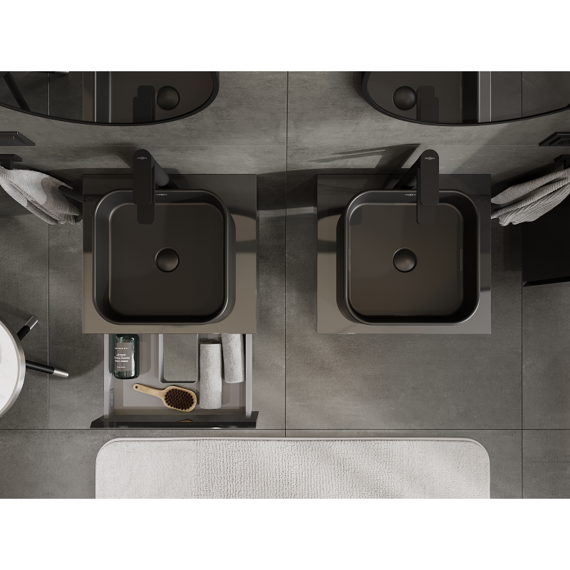 Mexen Orio vonios spintelė po praustuvu 50 cm, 1 stalčius, juodas blizgesys - 91A10-05023-1-BF70