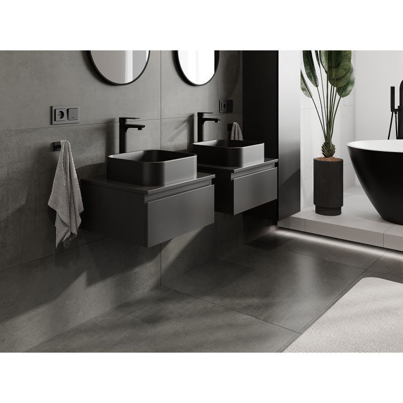 Mexen Orio vonios spintelė po praustuvu 50 cm, 1 stalčius, juoda matinė - 91A10-05023-1-BF71