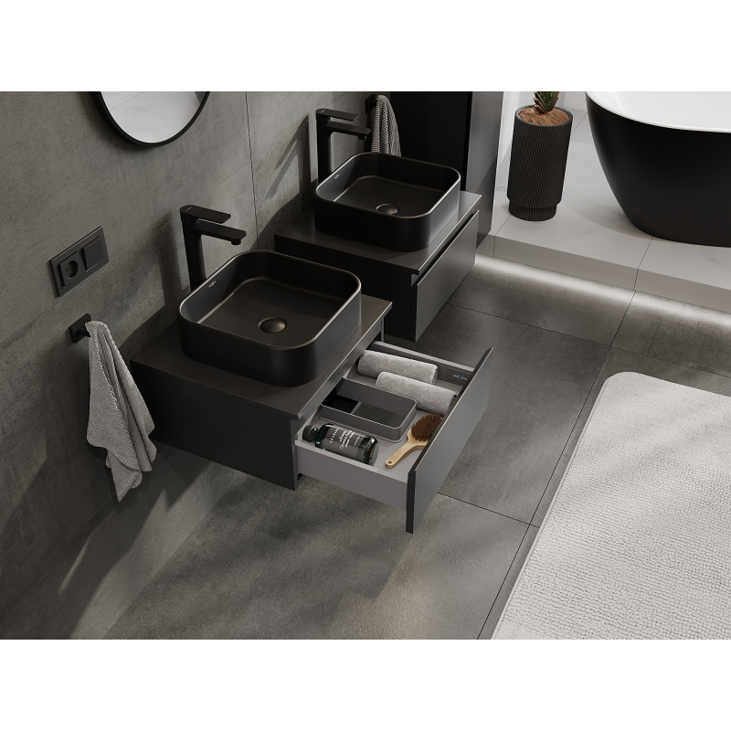 Mexen Orio vonios spintelė po praustuvu 50 cm, 1 stalčius, juoda matinė - 91A10-05023-1-BF71