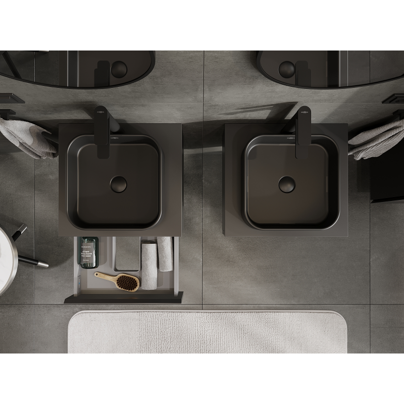 Mexen Orio vonios spintelė po praustuvu 50 cm, 1 stalčius, juoda matinė - 91A10-05023-1-BF71