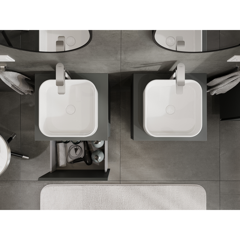 Mexen Orio vonios spintelė po kriaukle 50 cm, 1 stalčius, grafito matas - 91A10-05047-1-BF66