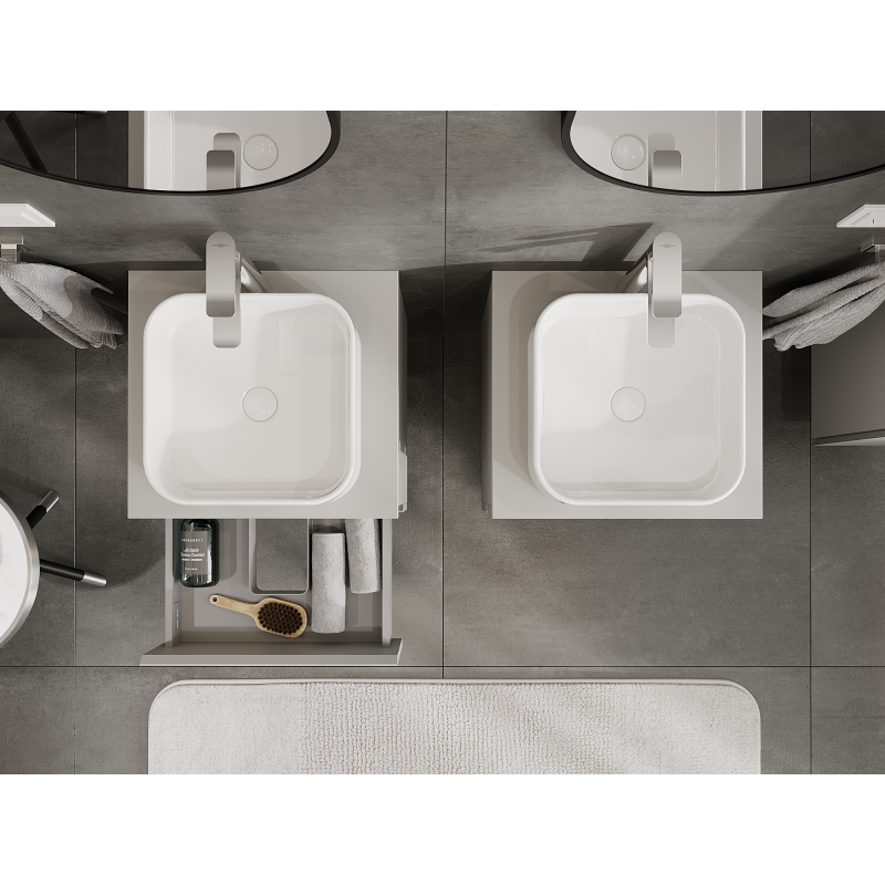 Mexen Orio vonios spintelė po praustuvu 50 cm, 2 stalčiai, pilka matinė - 91A10-05047-2-BFF62