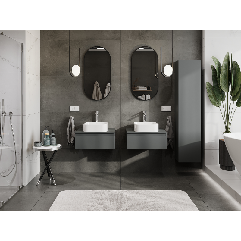 Mexen Orio vonios kambario spintelė po praustuvu 60 cm, 1 stalčius, matinė grafito spalva - 91A10-06023-1-BF66