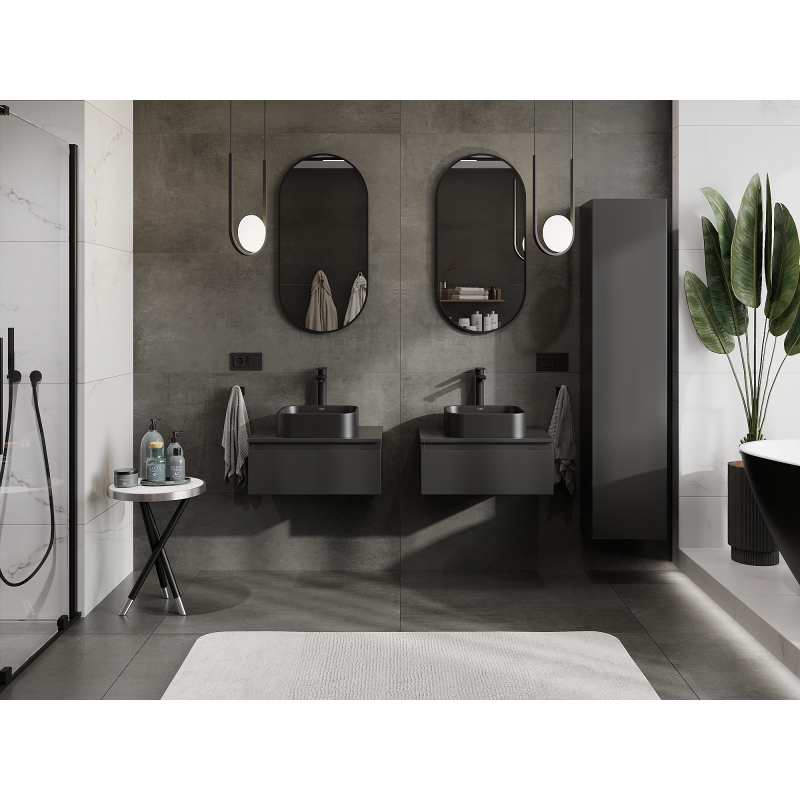 Mexen Orio vonios spintelė po praustuvu 60 cm, 1 stalčius, juoda matinė - 91A10-06023-1-BF71