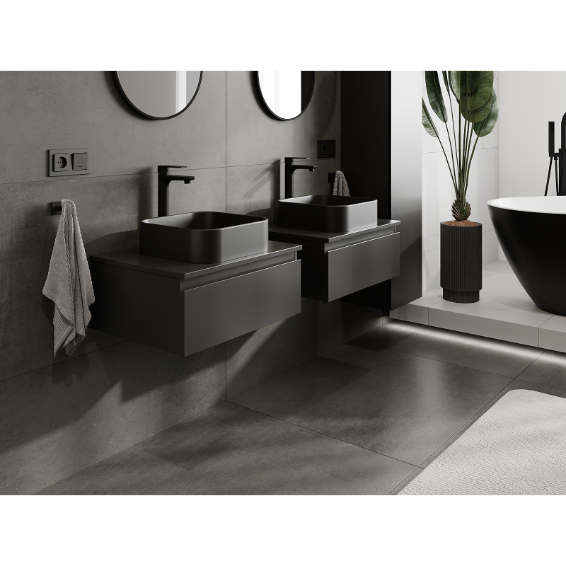 Mexen Orio vonios spintelė po praustuvu 60 cm, 1 stalčius, juoda matinė - 91A10-06023-1-BF71