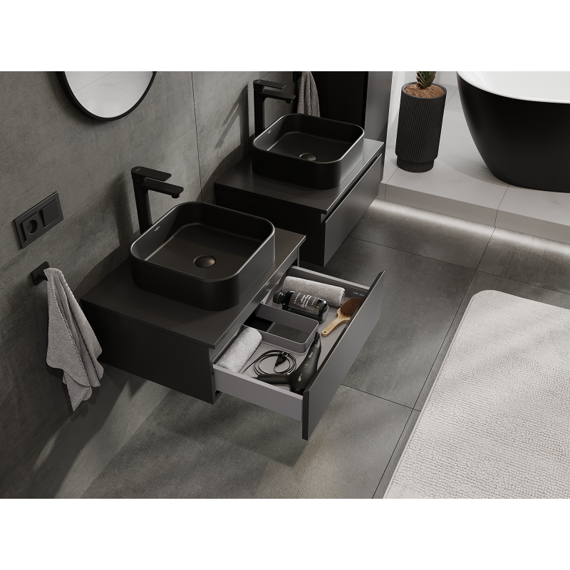 Mexen Orio vonios spintelė po praustuvu 60 cm, 1 stalčius, juoda matinė - 91A10-06023-1-BF71