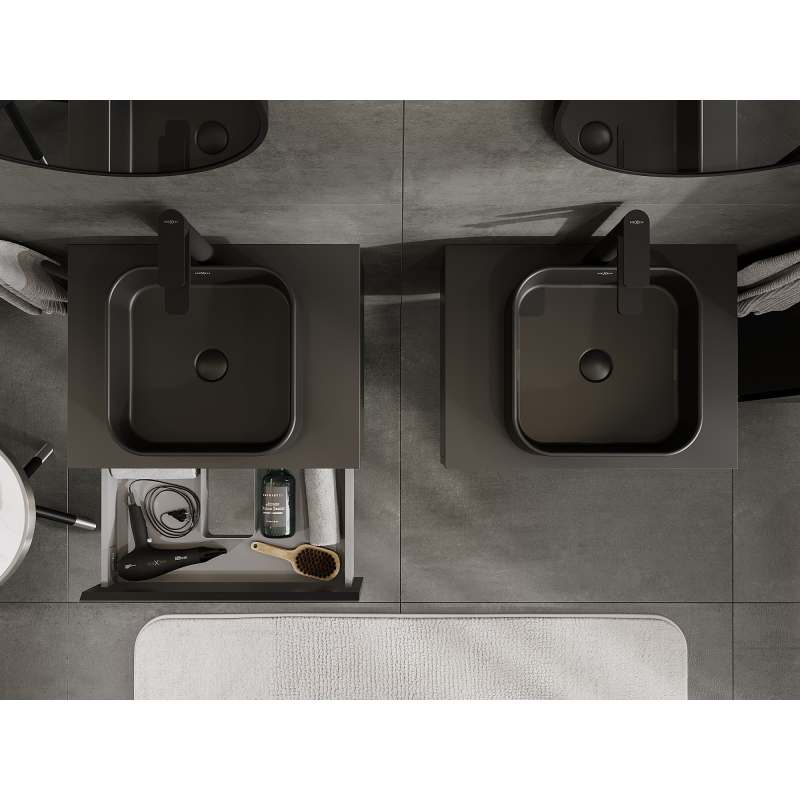 Mexen Orio vonios spintelė po praustuvu 60 cm, 1 stalčius, juoda matinė - 91A10-06023-1-BF71