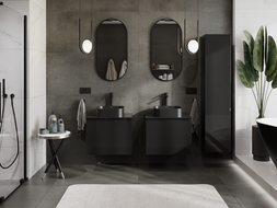 Mexen Orio vonios spintele po praustuvu 60 cm, 1 stalčius, juoda blizgi - 91A10-06047-1-BF70