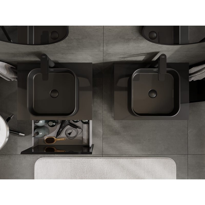 Mexen Orio vonios spintele po praustuvu 60 cm, 1 stalčius, juoda blizgi - 91A10-06047-1-BF70