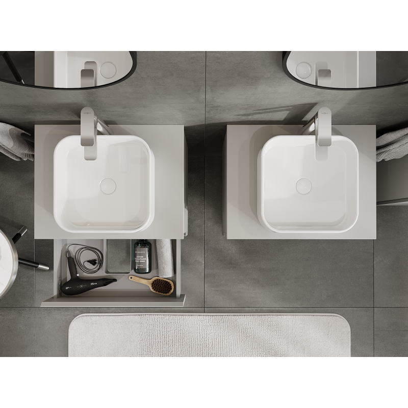 Mexen Orio vonios kambario spintelė po praustuvu 60 cm, 2 stalčiai, pilka matinė - 91A10-06047-2-BFF62