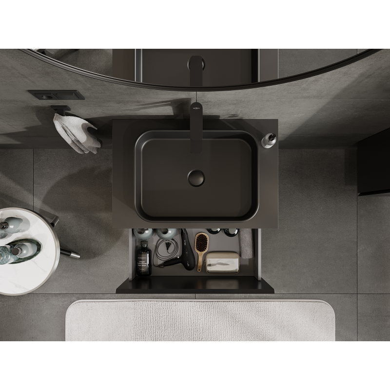 Mexen Orio vonios spintelė po praustuvu 70 cm, 1 stalčius, juoda matinė - 91A10-07047-1-BF71