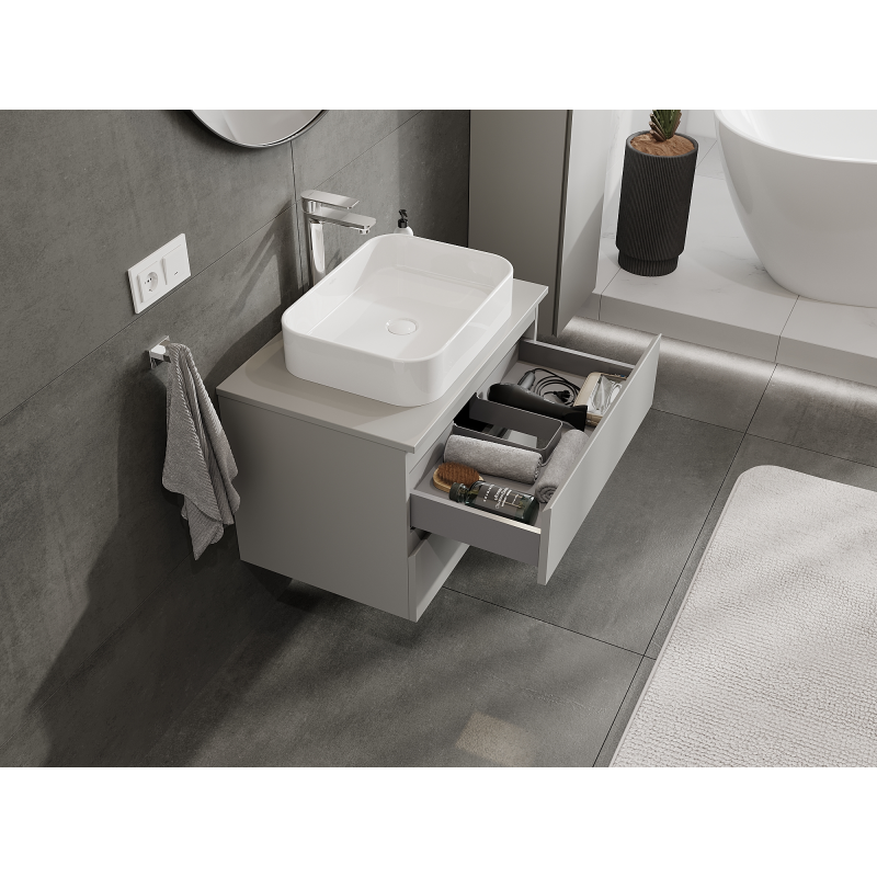 Mexen Orio vonios spintele po praustuvu 70 cm, 2 stalčiai, pilka matinė - 91A10-07047-2-BFF62