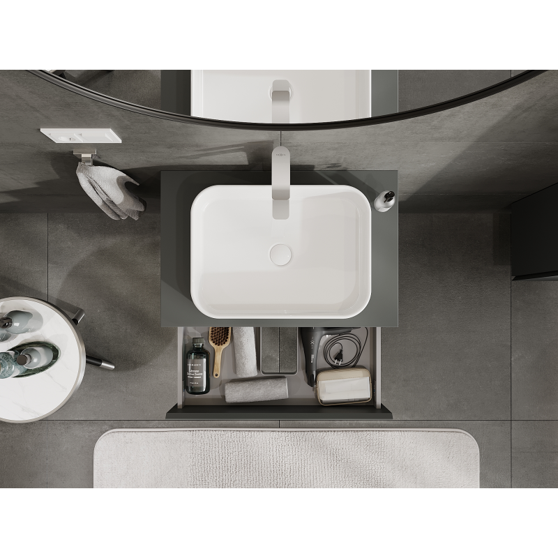 Mexen Orio vonios spintele po praustuvu 70 cm, 2 stalčiai, matinė grafito - 91A10-07047-2-BFF66