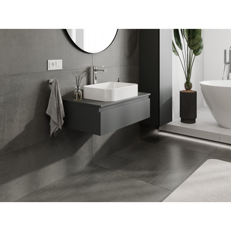 Mexen Orio vonios spintelė po praustuvu 80 cm, 1 stalčius, matinė grafito spalva - 91A10-08023-1-BF66