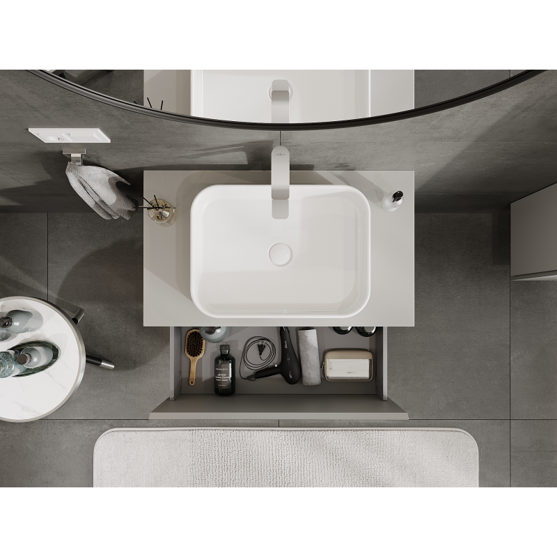 Mexen Orio vonios kambario spintelė po kriaukle 80 cm, 1 stalčius, pilka matinė - 91A10-08047-1-BF62