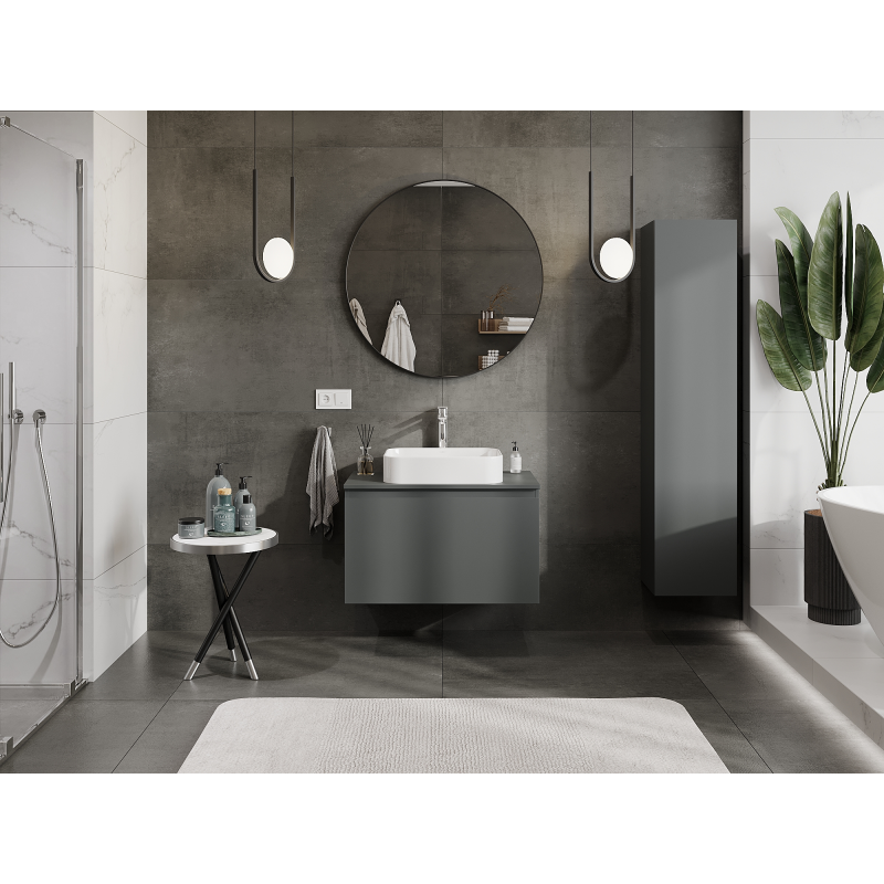 Mexen Orio vonios spintelė po praustuvu 80 cm, 1 stalčius, matinė grafito - 91A10-08047-1-BF66