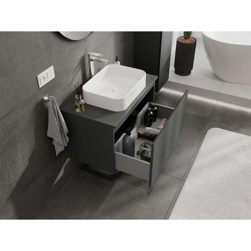 Mexen Orio vonios spintelė po praustuvu 80 cm, 1 stalčius, matinė grafito - 91A10-08047-1-BF66