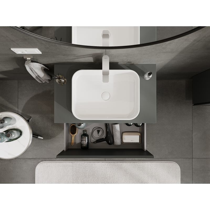 Mexen Orio vonios spintelė po praustuvu 80 cm, 1 stalčius, matinė grafito - 91A10-08047-1-BF66