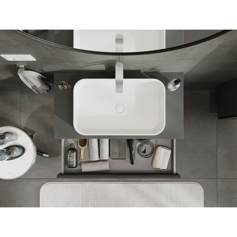 Mexen Orio vonios spintelė po praustuvu 90 cm, 1 stalčius, matinė grafito spalva - 91A10-09023-1-BF66