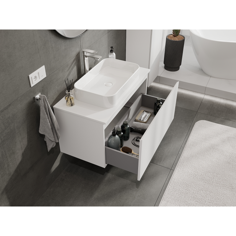 Mexen Orio vonios spintelė po praustuvu 90 cm, 1 stalčius, balta matinė - 91A10-09047-1-BF01