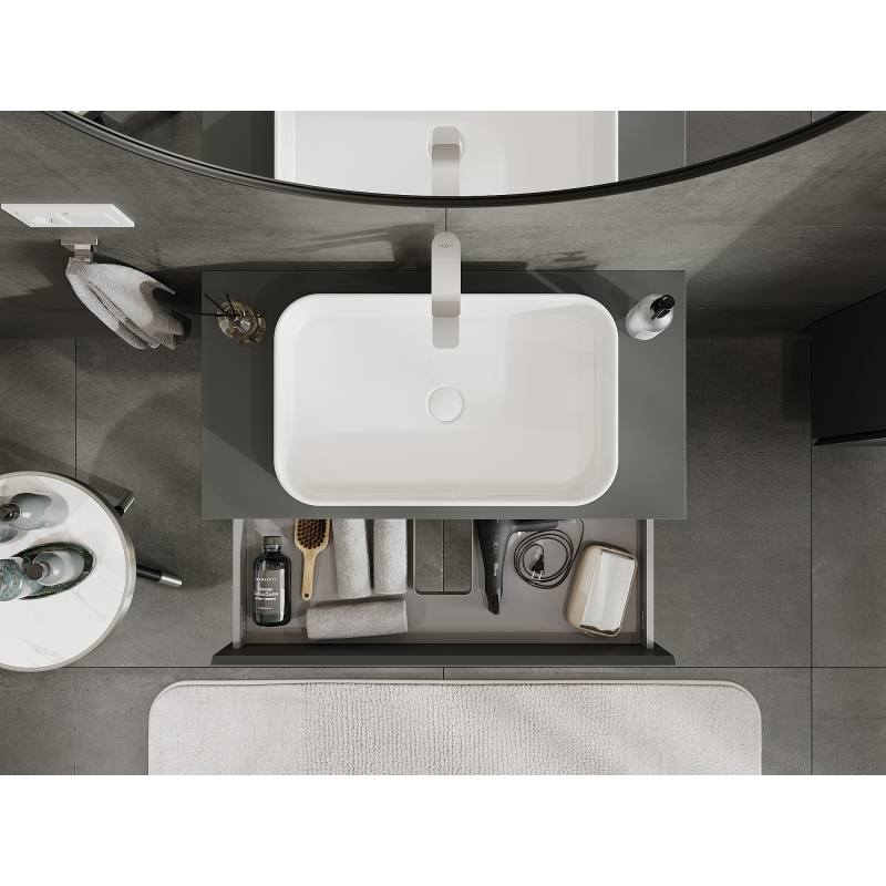 Mexen Orio vonios spintelė po kriaukle 90 cm, 2 stalčiai, matinė grafito spalva - 91A10-09047-2-BFF66