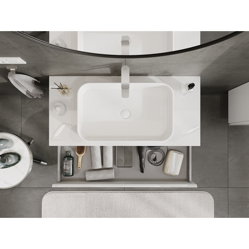 Mexen Orio vonios spintelė po praustuvu 100 cm, 1 stalčius, balta blizgi - 91A10-10023-1-BF00