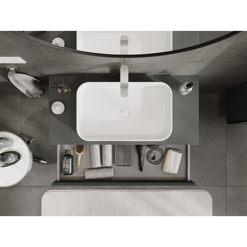 Mexen Orio vonios spintele po kriaukle 100 cm, 1 stalčius, grafito matinė - 91A10-10023-1-BF66