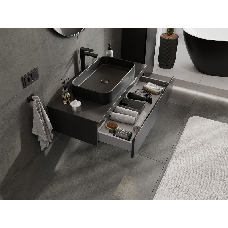 Mexen Orio vonios spintelė po kriaukle 100 cm, 1 stalčius, juoda matinė - 91A10-10023-1-BF71