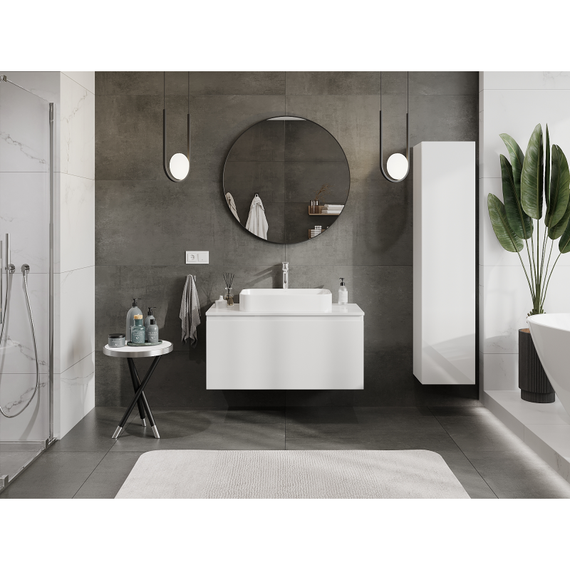 Mexen Orio vonios spintelė po praustuvu 100 cm, 1 stalčius, balta blizgi - 91A10-10047-1-BF00