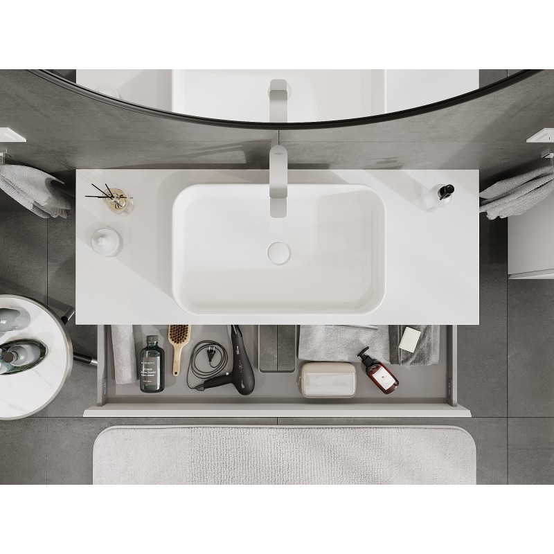 Mexen Orio vonios spintelė po praustuvu 120 cm, 1 stalčius, balta matinė - 91A10-12023-1-BF01