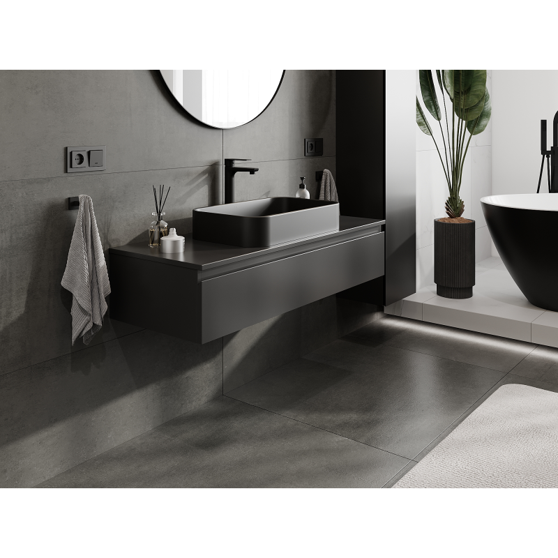 Mexen Orio vonios kambario spintelė po praustuvu 120 cm, 1 stalčius, juoda matinė - 91A10-12023-1-BF71