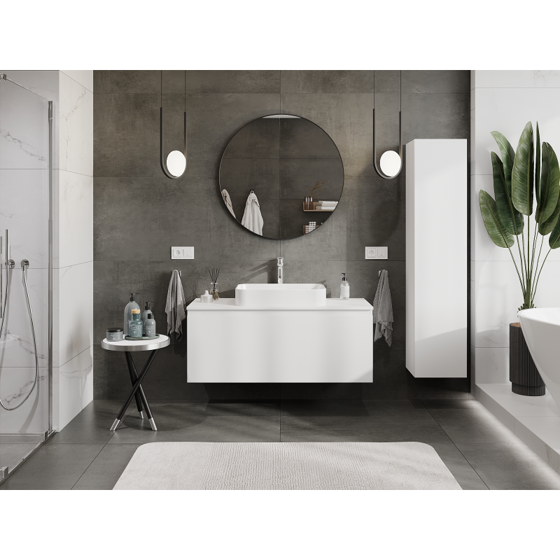 Mexen Orio vonios spintelė po praustuvu 120 cm, 1 stalčius, balta matinė - 91A10-12047-1-BF01