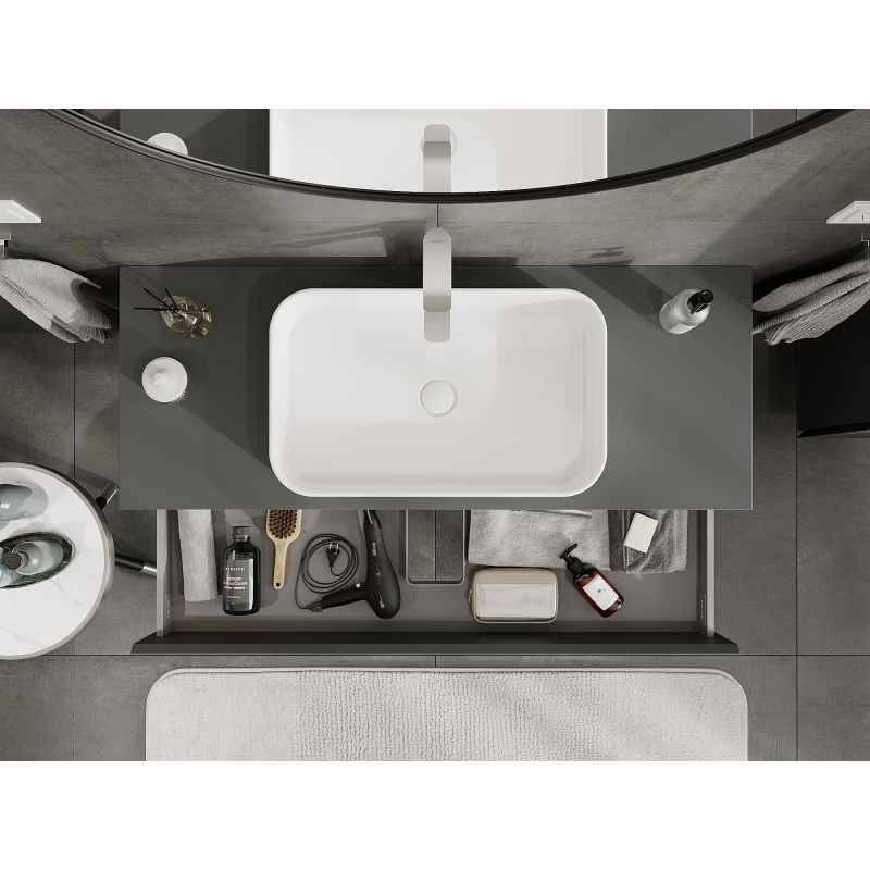 Mexen Orio vonios kambario spintelė po praustuvu 120 cm, 2 stalčiai, matinė grafito - 91A10-12047-2-BFF66