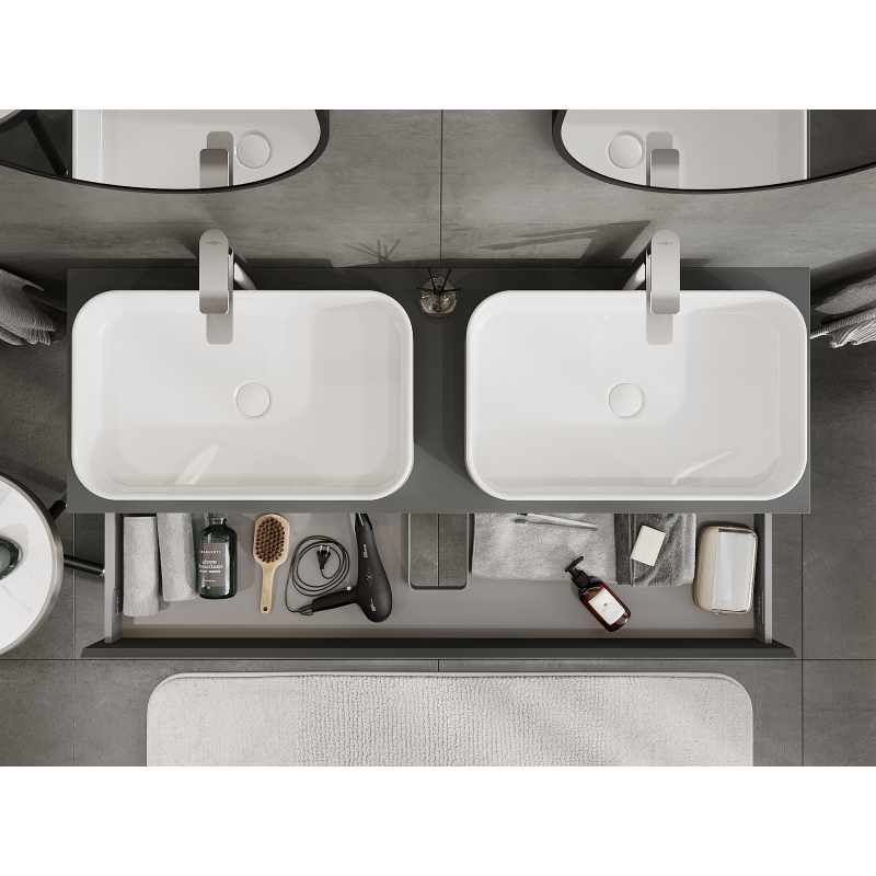 Mexen Orio vonios kambario spintelė po praustuvu 140 cm, 1 stalčius, matinis grafitas - 91A10-14023-1-BF66