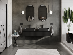 Mexen Orio vonios kambario spintelė po praustuvu 140 cm, 1 stalčius, juodas blizgus - 91A10-14023-1-BF70