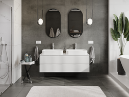 Mexen Orio vonios kambario spintelė po praustuvu 140 cm, 2 stalčiai, balta blizgi - 91A10-14047-2-BFF00