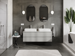 Mexen Orio vonios spintele po praustuvu 140 cm, 2 stalčiai, pilka mat - 91A10-14047-2-BFF62