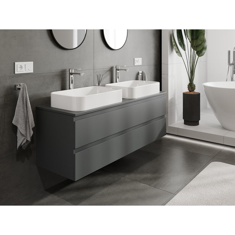 Mexen Orio vonios spintelė po praustuvu 140 cm, 2 stalčiai, matinė grafito spalva - 91A10-14047-2-BFF66