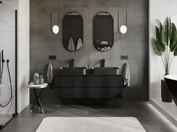 Mexen Orio vonios spintelė po praustuvu 140 cm, 2 stalčiai, juoda blizgi - 91A10-14047-2-BFF70