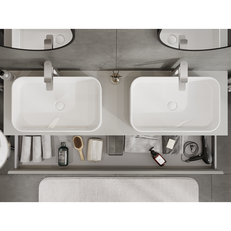 Mexen Orio vonios spintelė po praustuvu, 160 cm, 1 stalčius, pilka matinė - 91A10-16023-1-BF62